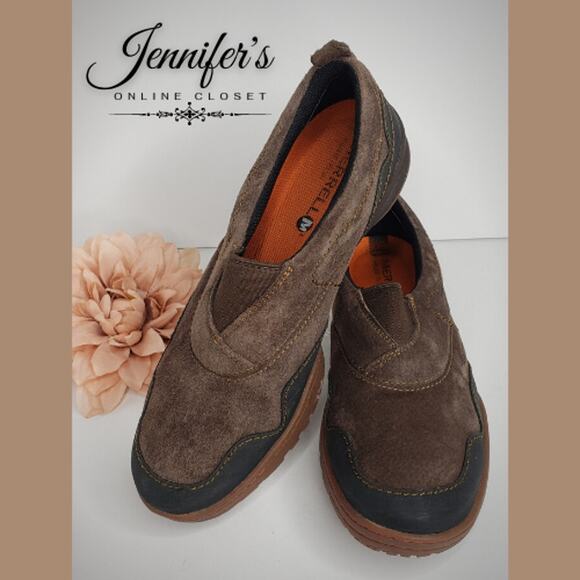 Merrell Women's Brown Albany Moc Suede Slip On Shoe Size 7.5 - Picture 1 of 13